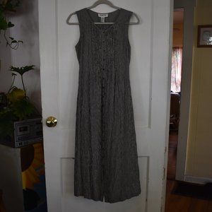 Vintage Talbots Black Gingham Midi Cottagecore Seersucker Dress Sz 8